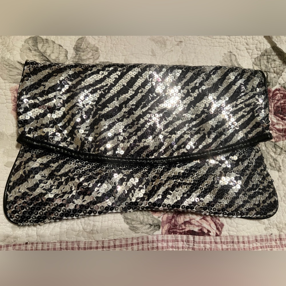 Vintage Express Sequence, Zebra Print Clutch. Per… - image 3